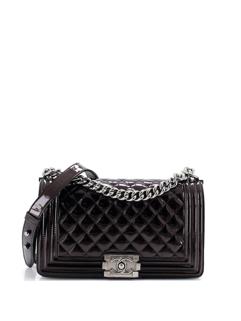 Chanel Boy Flap Bag Quilted Patent Old #373262C28B